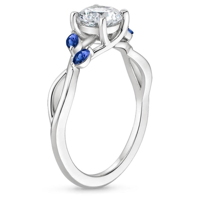 Marquise কাট ব্লু Moissanite বিবাহের আংটি 18K হোয়াইট গোল্ড ল্যাব গ্রোন ডায়মন্ড মহিলাদের গয়না সঙ্গে