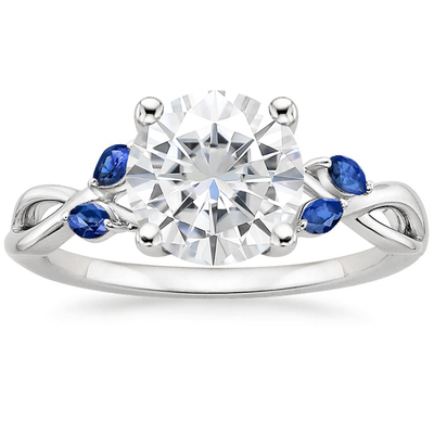 Marquise কাট ব্লু Moissanite বিবাহের আংটি 18K হোয়াইট গোল্ড ল্যাব গ্রোন ডায়মন্ড মহিলাদের গয়না সঙ্গে