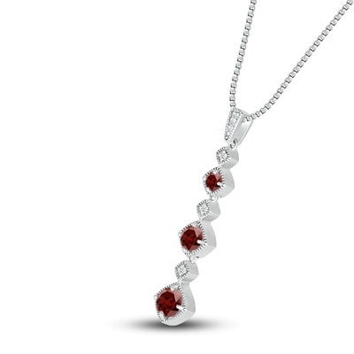 প্রাকৃতিক গারনেট নেকলেস 1/20 ct tw ডায়মন্ড সহ 925 স্টার্লিং সিলভার