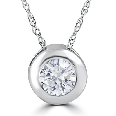1/5ct রাউন্ড ডায়মন্ড সলিটায়ার দুল নেকলেস 14K সাদা সোনা