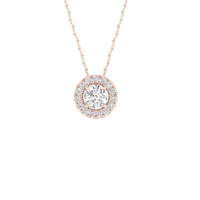 1/5ct রাউন্ড ডায়মন্ড সলিটায়ার দুল নেকলেস 14K সাদা সোনা