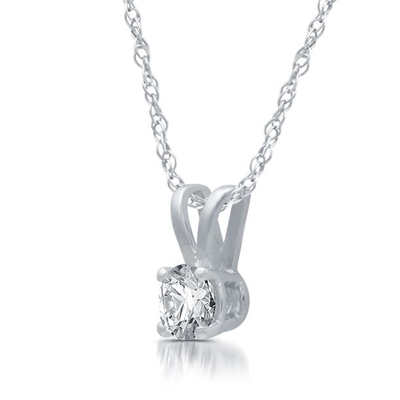 1/5ct রাউন্ড ডায়মন্ড সলিটায়ার দুল নেকলেস 14K সাদা সোনা