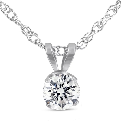 1/5ct রাউন্ড ডায়মন্ড সলিটায়ার দুল নেকলেস 14K সাদা সোনা