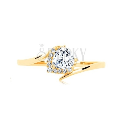 উইলো ডায়মন্ড এনগেজমেন্ট রিং (1/8 Ct. Tw.) সঙ্গে 9K সোনা