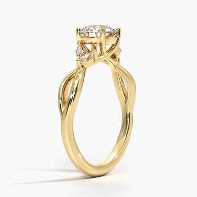 উইলো ডায়মন্ড এনগেজমেন্ট রিং (1/8 Ct. Tw.) সঙ্গে 9K সোনা