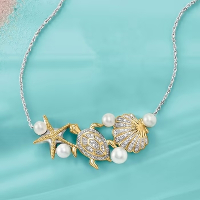 উপহার হিসাবে মহিলাদের জন্য 14kt হলুদ গোল্ড সি লাইফ দুল নেকলেস