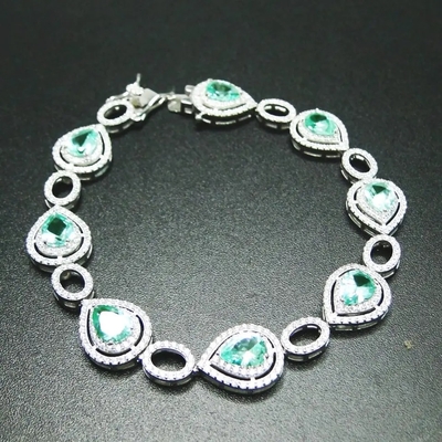 মহিলাদের জন্য নাশপাতি কাটা Tanzanite রূপালী আশ্চর্যজনক মানের ব্রেসলেট