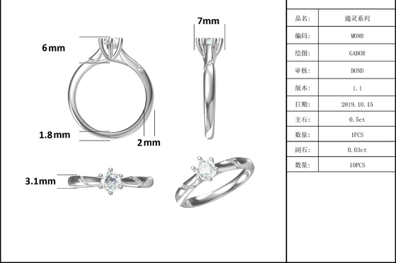 পাইকারি Moissanite গয়না 925 স্টার্লিং সিলভার কাস্টম Moissanite রিং এনগেজমেন্ট