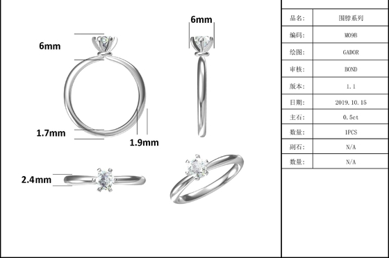 পাইকারি Moissanite গয়না 925 স্টার্লিং সিলভার বিবাহের বাগদান Moissanite ডায়মন্ড রিং