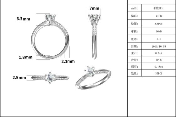 সাদা Moissanite এবং নীলকান্তমণি Platineve হীরা গয়না বাগদান মহিলাদের রিং