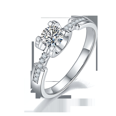 মহিলাদের জন্য সাদা Moissanite মিনিমালিস্ট কাস্টম Sytle Cz বিবাহের আংটি