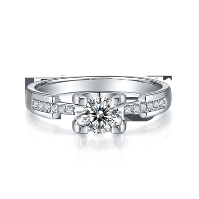 মহিলাদের জন্য সাদা Moissanite মিনিমালিস্ট কাস্টম Sytle Cz বিবাহের আংটি