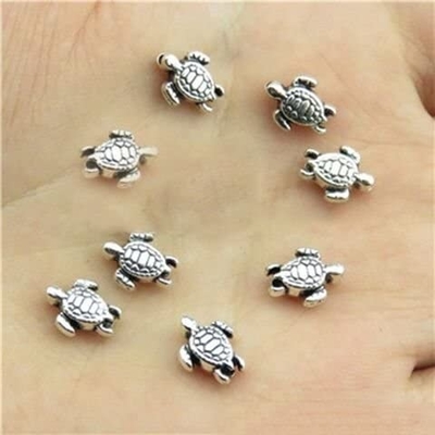 160pcs অ্যান্টিক লাভলি টার্টল দুল সিলভার বিড চার্মস ফিট আসল ব্রেসলেট 9x7 মিমি