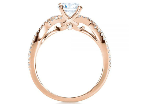 GH VS1 GIA ডায়মন্ড সহ ক্লো সেটিং 18K রোজ গোল্ড রিং 0.8ct