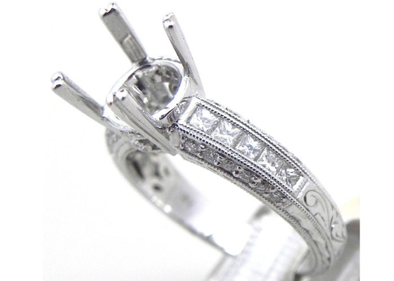 Dia 3x3mm 1.08Ct সেমি মাউন্ট জুয়েলারি রিং ODM বাগদানের জন্য 18k হোয়াইট গোল্ড মেটেরিয়াল