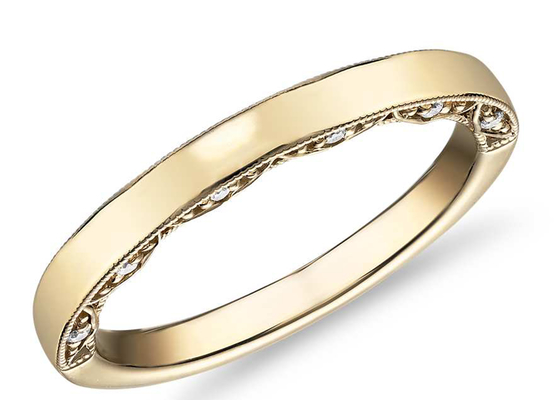 0.12ct ক্ষুদ্র 14K হলুদ সোনার গয়না, হলুদ সোনার ডায়মন্ড ওয়েডিং ব্যান্ড EX Cut ODM