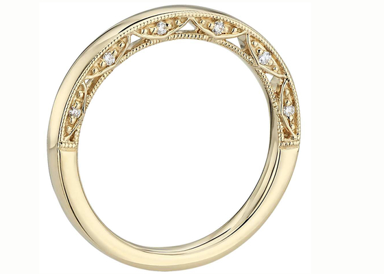 0.12ct ক্ষুদ্র 14K হলুদ সোনার গয়না, হলুদ সোনার ডায়মন্ড ওয়েডিং ব্যান্ড EX Cut ODM