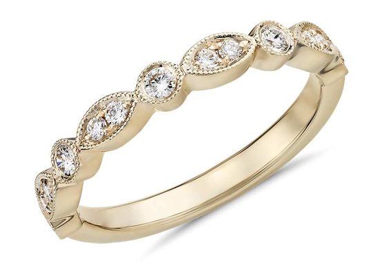 9K 0.13ct গোল্ড এবং ডায়মন্ড স্ট্যাকিং রিং 1.5mm প্রস্থের রাউন্ড কাট ODM
