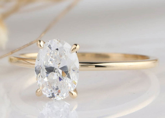 1.5ct ওভাল কাট ল্যাব গ্রোন মইসানাইট রিং 14K সোনার উপাদান 0.7×0.9cm আকার