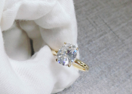 1.5ct ওভাল কাট ল্যাব গ্রোন মইসানাইট রিং 14K সোনার উপাদান 0.7×0.9cm আকার