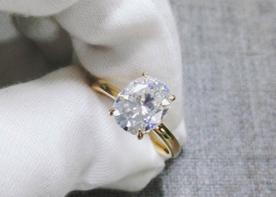 1.5ct ওভাল কাট ল্যাব গ্রোন মইসানাইট রিং 14K সোনার উপাদান 0.7×0.9cm আকার