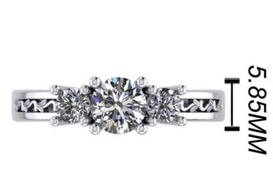 0.8ct 14k সলিড গোল্ড জুয়েলারি, প্রং সেটিং RD5.85mm ডায়মন্ড থ্রি স্টোন রিং