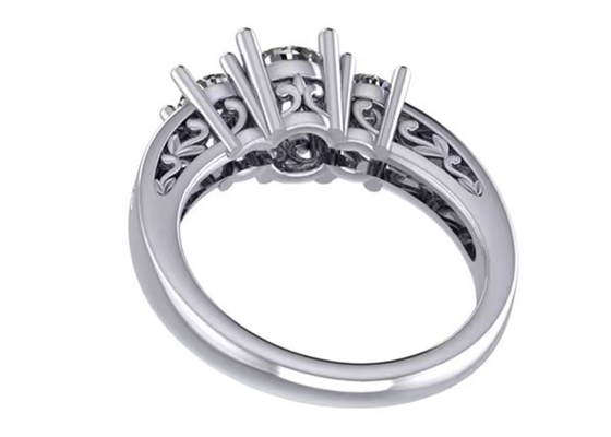 0.8ct 14k সলিড গোল্ড জুয়েলারি, প্রং সেটিং RD5.85mm ডায়মন্ড থ্রি স্টোন রিং