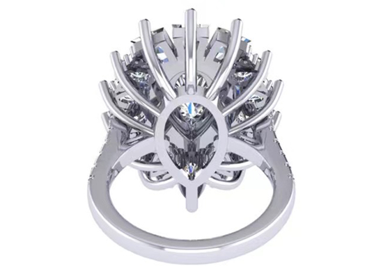 1.5ct 49pcs ক্লাসিক হ্যালো ডায়মন্ড এনগেজমেন্ট রিং হোয়াইট গোল্ড কালার প্লেটেড ODM