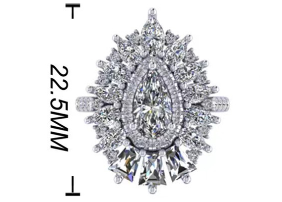 1.5ct 49pcs ক্লাসিক হ্যালো ডায়মন্ড এনগেজমেন্ট রিং হোয়াইট গোল্ড কালার প্লেটেড ODM