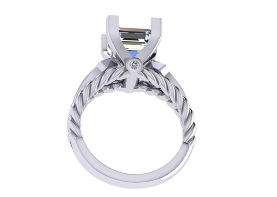Moissanite ডায়মন্ড রত্ন পাথর প্রতিশ্রুতি রিং 14K গোল্ড প্রিন্সেস কাট