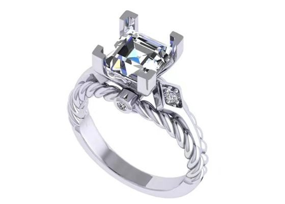 Moissanite ডায়মন্ড রত্ন পাথর প্রতিশ্রুতি রিং 14K গোল্ড প্রিন্সেস কাট