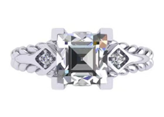 Moissanite ডায়মন্ড রত্ন পাথর প্রতিশ্রুতি রিং 14K গোল্ড প্রিন্সেস কাট