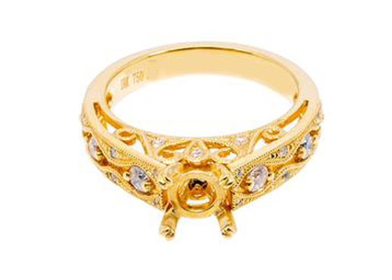 6pcs 0.07ct ডায়মন্ড সেমি মাউন্ট জুয়েলারি রিং 18K হলুদ সোনার উপাদান