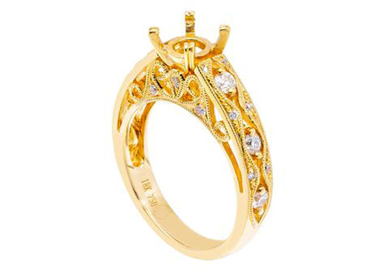 6pcs 0.07ct ডায়মন্ড সেমি মাউন্ট জুয়েলারি রিং 18K হলুদ সোনার উপাদান