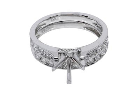 ডাবল রাউন্ড শেপ এনগেজমেন্ট রিং, 0.72ct 18K হোয়াইট গোল্ড রিং OEM ODM