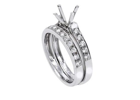 ডাবল রাউন্ড শেপ এনগেজমেন্ট রিং, 0.72ct 18K হোয়াইট গোল্ড রিং OEM ODM