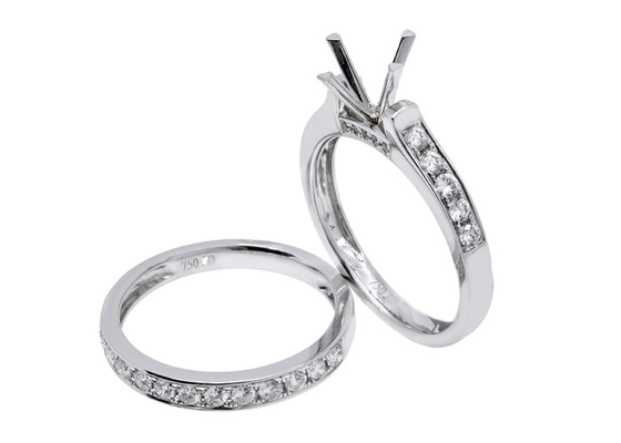 ডাবল রাউন্ড শেপ এনগেজমেন্ট রিং, 0.72ct 18K হোয়াইট গোল্ড রিং OEM ODM