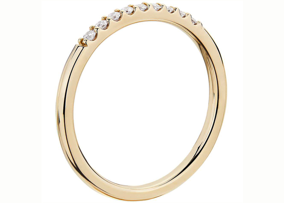 0.44ct স্ট্যাকযোগ্য ডায়মন্ড রিং হলুদ সোনা 1.8 মিমি ফিশটেল সেটিং টাইপ