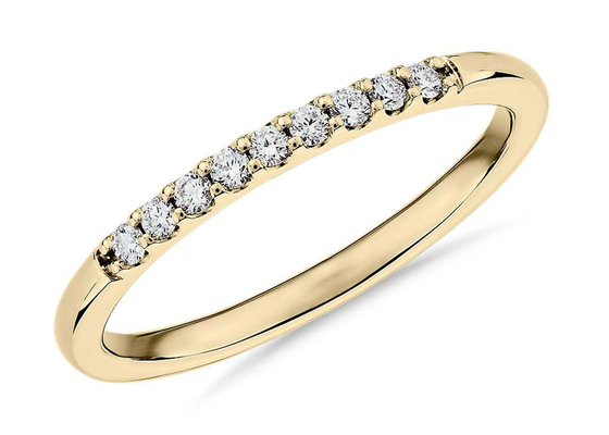 0.44ct স্ট্যাকযোগ্য ডায়মন্ড রিং হলুদ সোনা 1.8 মিমি ফিশটেল সেটিং টাইপ