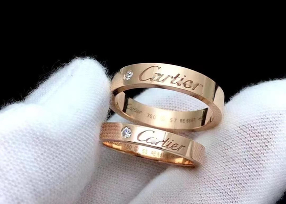0.12ct 18K সলিড গোল্ড জুয়েলারি রিং সহ প্রাকৃতিক ডায়মন্ড 3.6 মিমি প্রস্থ