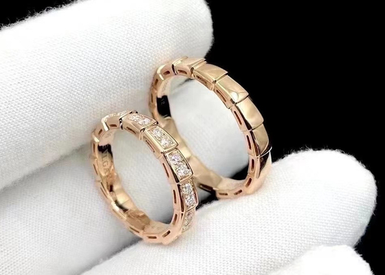 0.41ct সার্পেন্টি ভাইপার রিং, 18K প্রাকৃতিক ডায়মন্ড রিং প্রস্থ 4 মিমি