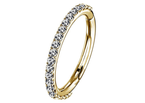 Hinged Septum 14k গোল্ড ক্লিকার ক্ল সেটিং টাইপ 1.3mm ডায়মন্ড সহ