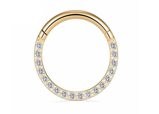 Dia 9mm 11mm 18k গোল্ড নোজ স্টাড, 0.14ct প্রাকৃতিক হীরা দিয়ে নাকের রিং বিদ্ধ করা