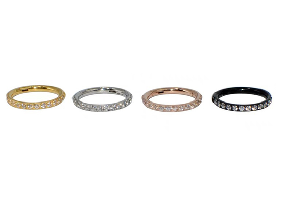 16G পেভ ডায়মন্ড সহ Hinged সেগমেন্ট 14K গোল্ড ক্লিকার হুপ আকৃতি