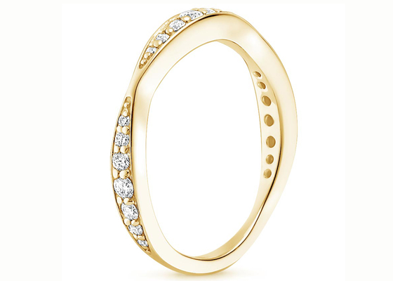 সম্পূর্ণ ডায়মন্ড 14K হলুদ সোনার গহনার আংটি 0.35ct 1.5mm-4.3mm ব্যান্ড সাইজ