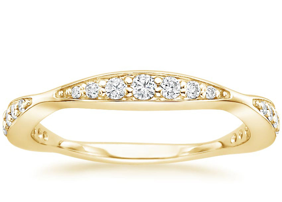 সম্পূর্ণ ডায়মন্ড 14K হলুদ সোনার গহনার আংটি 0.35ct 1.5mm-4.3mm ব্যান্ড সাইজ