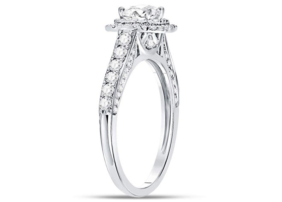 3.65g 14K সলিড গোল্ড জুয়েলারি, 0.8ct বর্গক্ষেত্র মহিলাদের সাদা সোনার হীরার আংটি