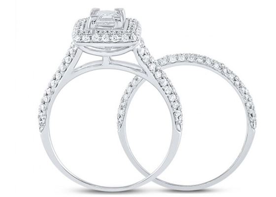 14K হলুদ গোল্ড স্কয়ার কাট প্রমিজ রিং 0.8ct থ্রি স্টোন