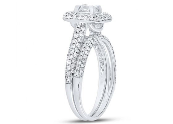 14K হলুদ গোল্ড স্কয়ার কাট প্রমিজ রিং 0.8ct থ্রি স্টোন