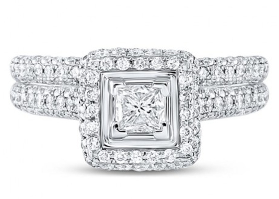 14K হলুদ গোল্ড স্কয়ার কাট প্রমিজ রিং 0.8ct থ্রি স্টোন